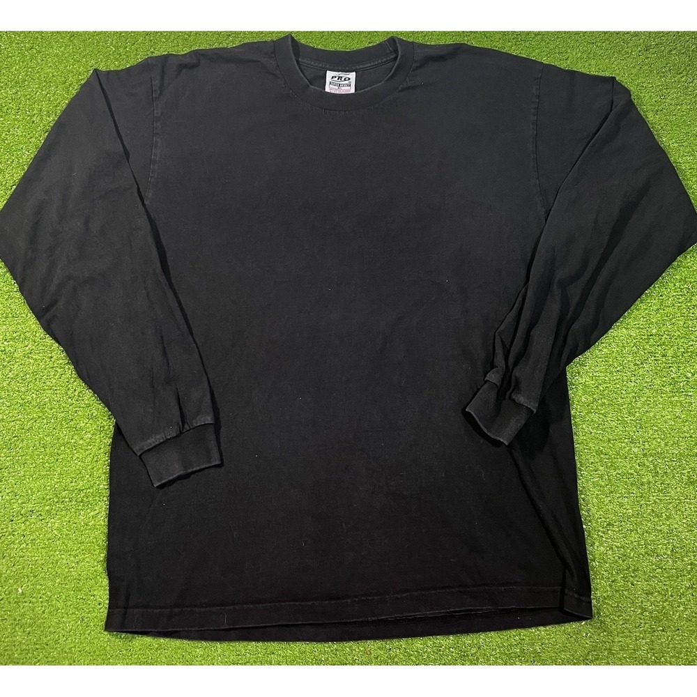 Vintage Single Stitch Shirt XL Black 90s  Blank Long Sleeve Super Heavyweight